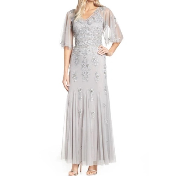 Adrianna Papell Women's Half Sleeve Silver Gown main image 0